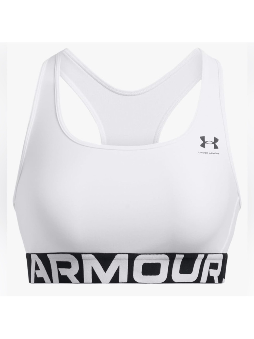 UNDER ARMOUR New HeatGear Mid Impact Support White Sports Bra Racerback Medium